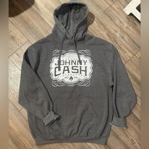 Johnny Cash Emblem Graphic Hoodie Adult Large Dark Gray Pullover